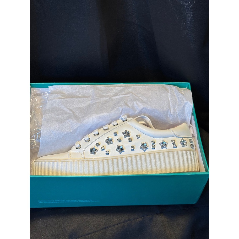 Lauren Lorraine Pam White Star Rhinestone Platformโ Sneakers Size 9 New